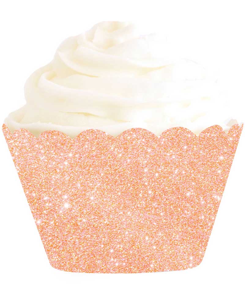 Rose Gold Glitter Cupcake Wrappers Pack of 12 - Image 2
