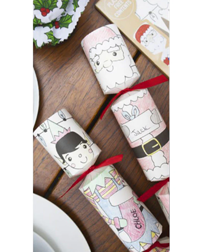 Santa and Elf Kids Colour Me Christmas Crackers Pack of 6 - Image 3