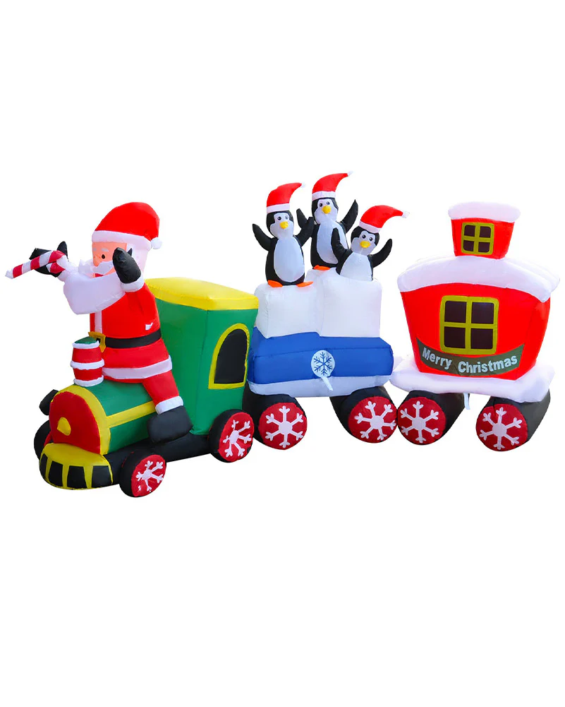 Santa Claus Christmas Penguin Train Inflatable 2.4m - Image 4