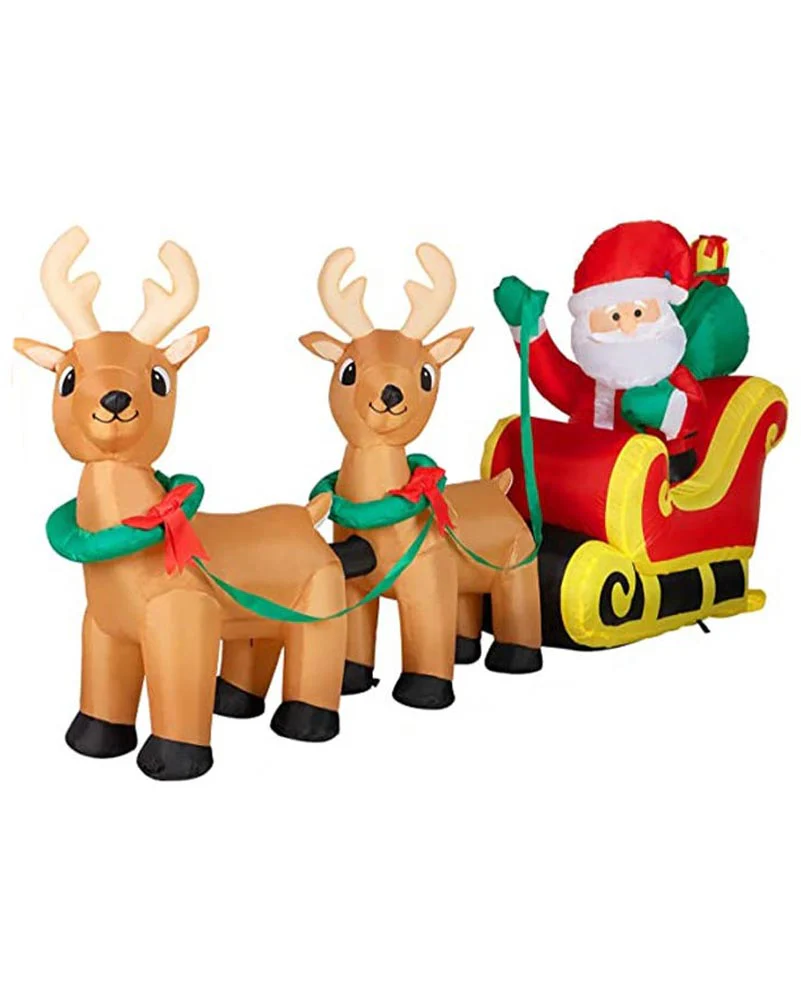 Santa Claus Sitting on Sleigh Christmas Lawn Inflatable 2.4m