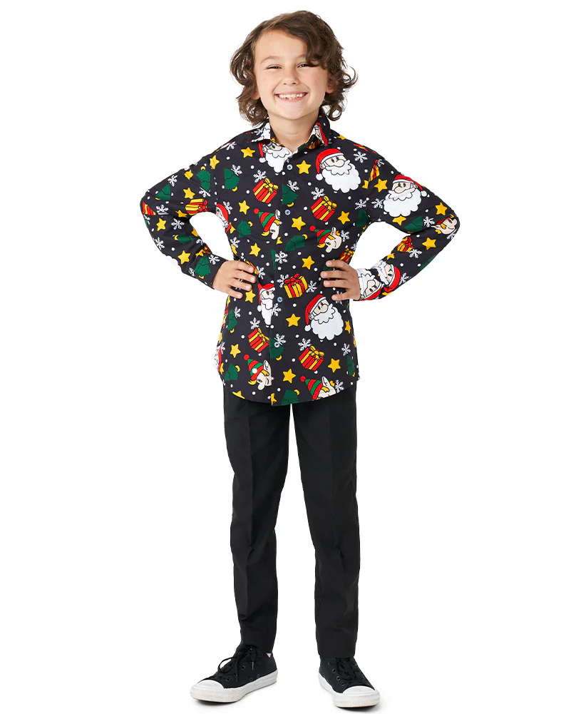 Santa Elves Black Boys Suitmeister Shirt - Image 2