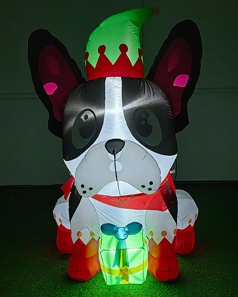 Santa Hat French Bulldog Christmas Lawn Inflatable 1.5m - Image 3