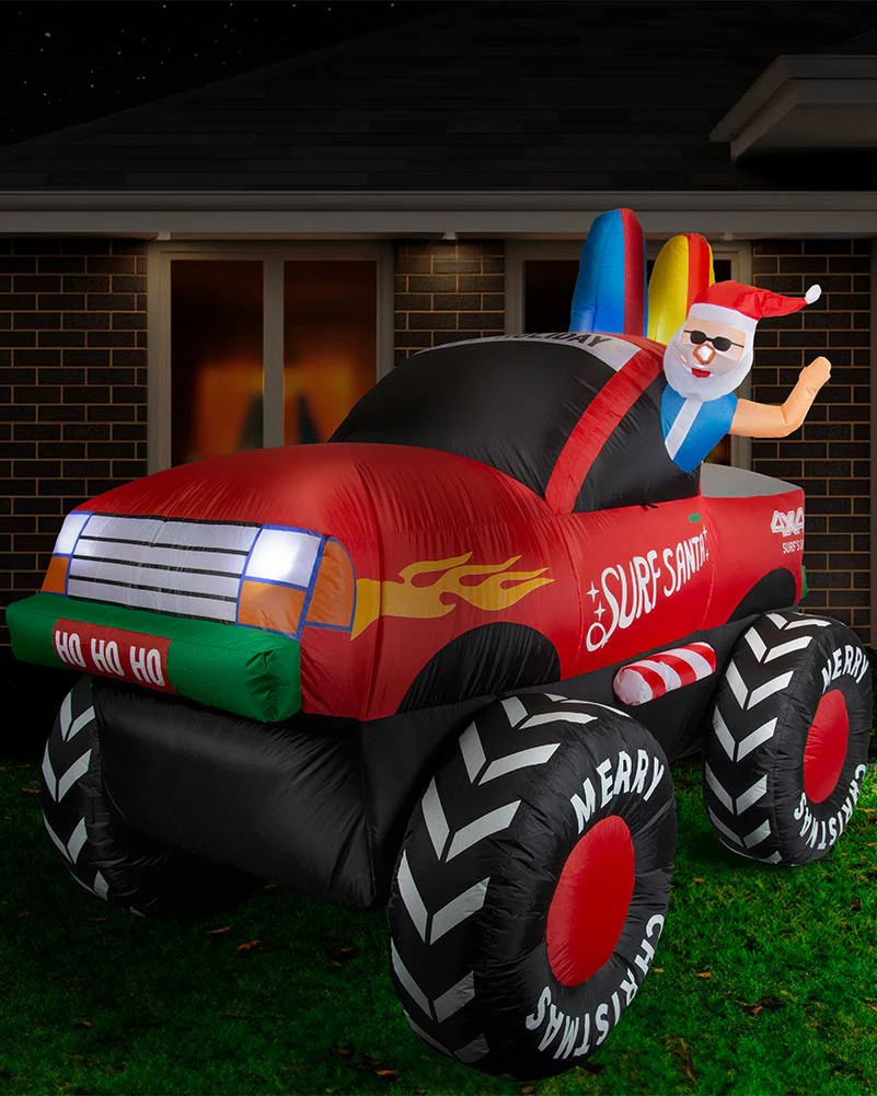 Santa Monster Surf Truck Christmas Lawn Inflatable 2.1m - Image 2
