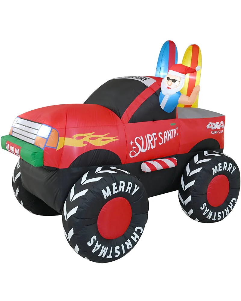 Santa Monster Surf Truck Christmas Lawn Inflatable 2.1m - Image 3