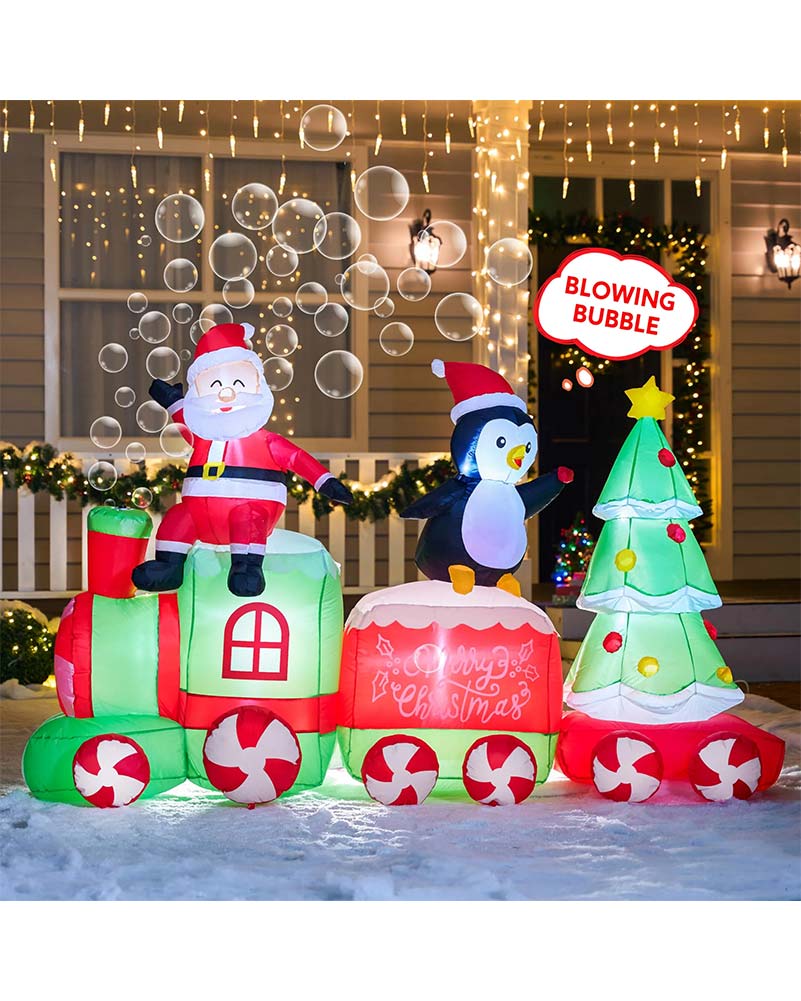 Santa on The Train Christmas Lawn Inflatable 2.4m - Image 2