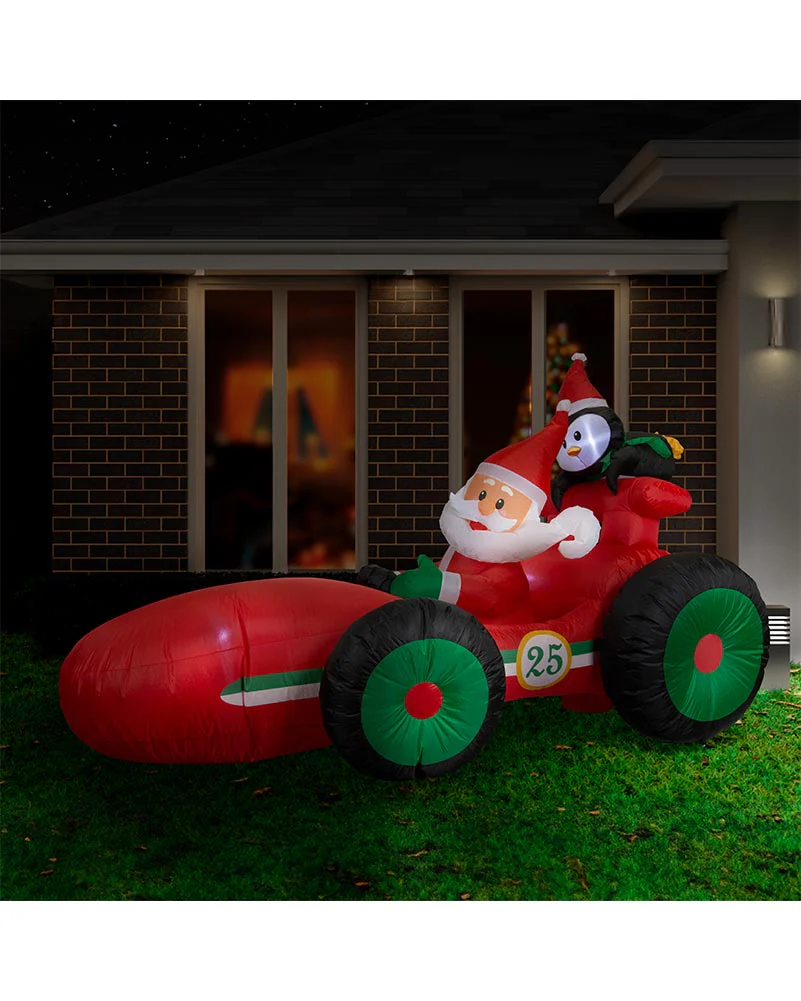 Santa Race Car Christmas Lawn Inflatable 2.2m - Image 3