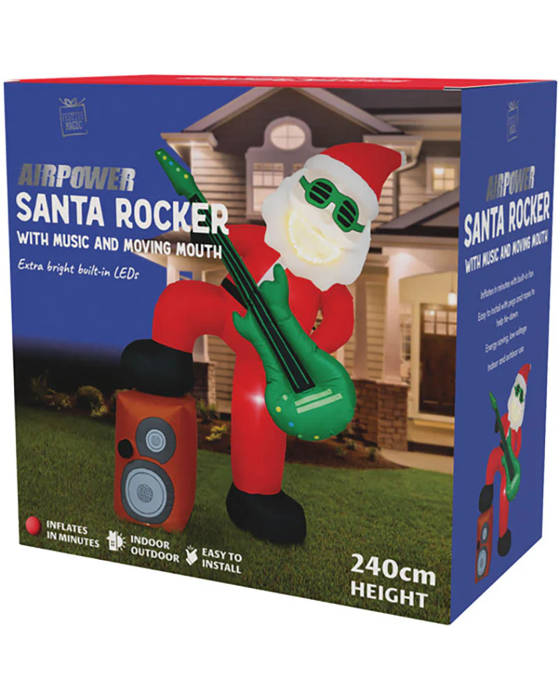 Santa Rocker Christmas Lawn Inflatable 2.4m - Image 4