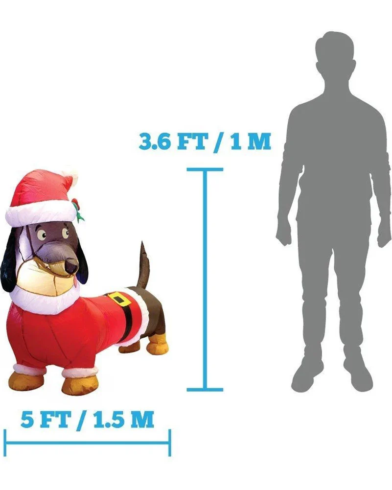 Santas Lil Helper Dachshund Christmas Lawn Inflatable 1.5m - Image 2