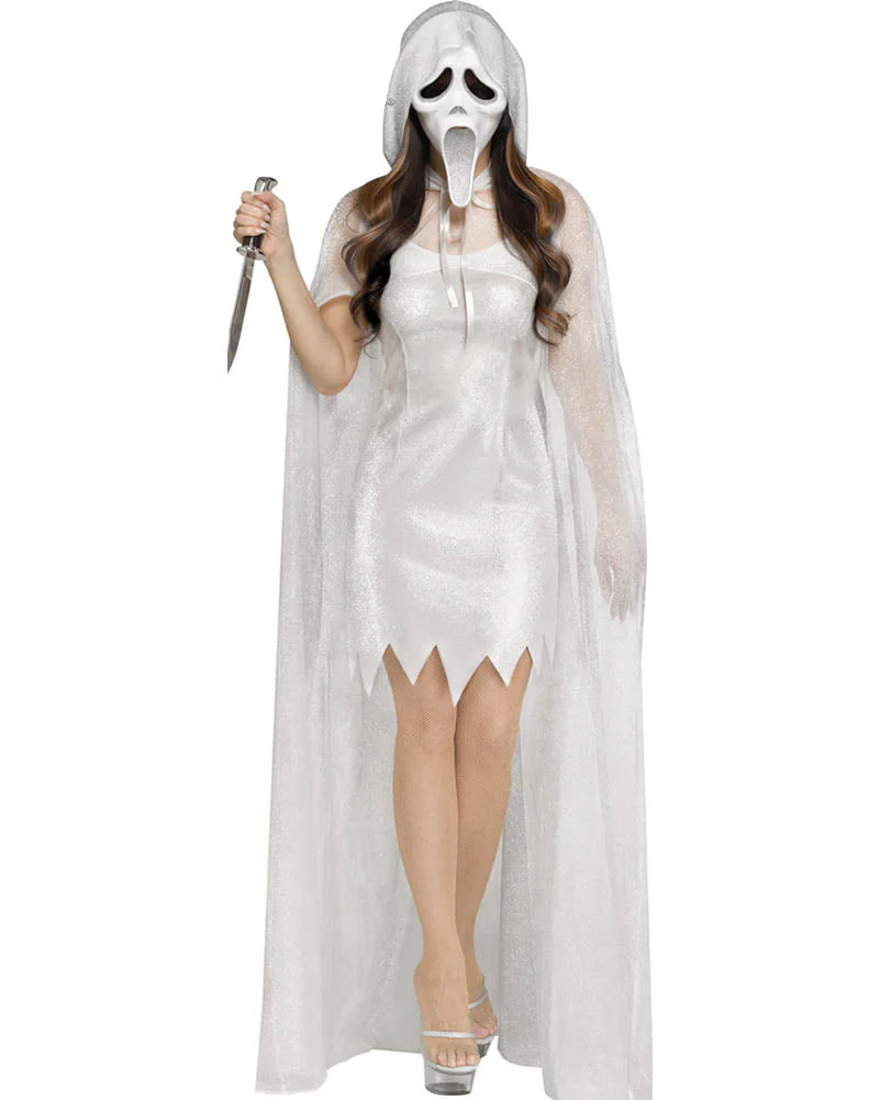 Scream 30th Anniversary Ghost Face Silver Womens Costume