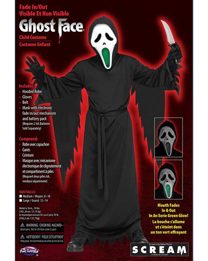 Scream Light Up Fade Mouth Ghost Face Boys Costume - Image 4