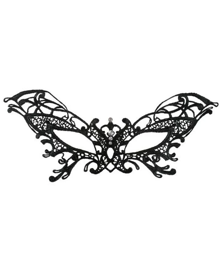 Serena Black and Diamond Lace Masquerade Mask