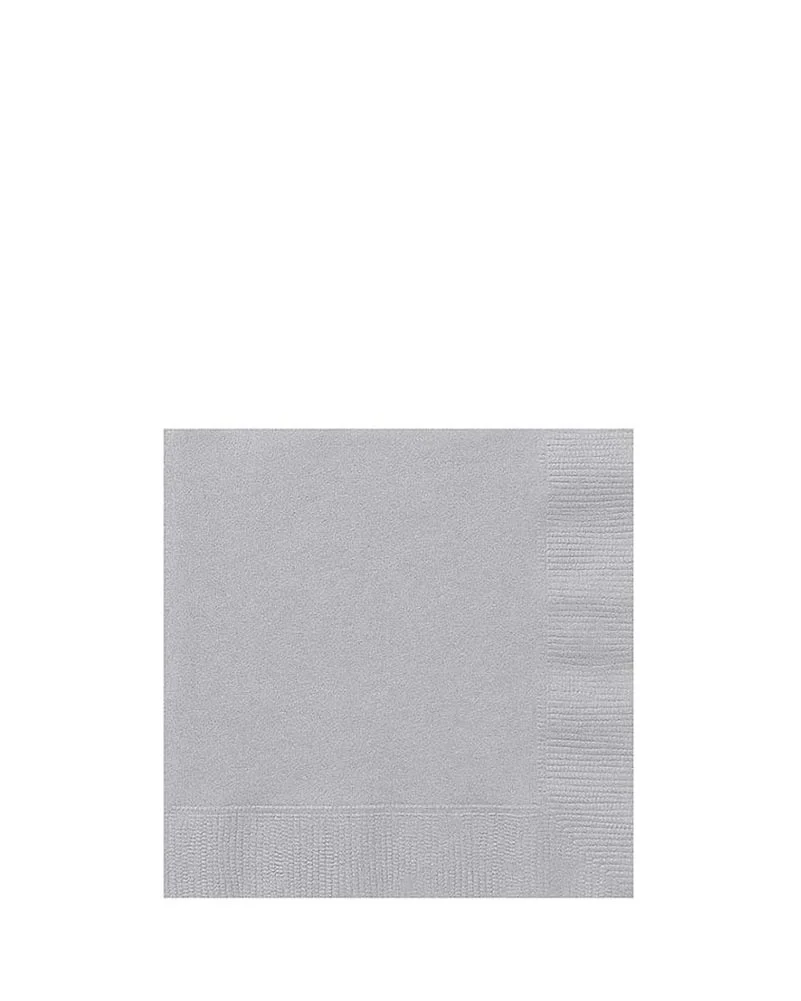Silver 3 Ply Beverage Napkins Pack of 20