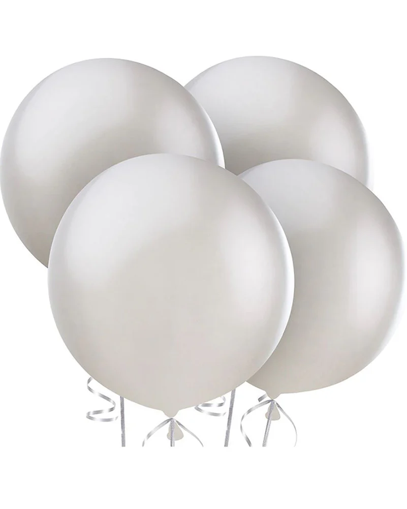 Silver 60cm Latex Balloons Pack of 4 - Image 2