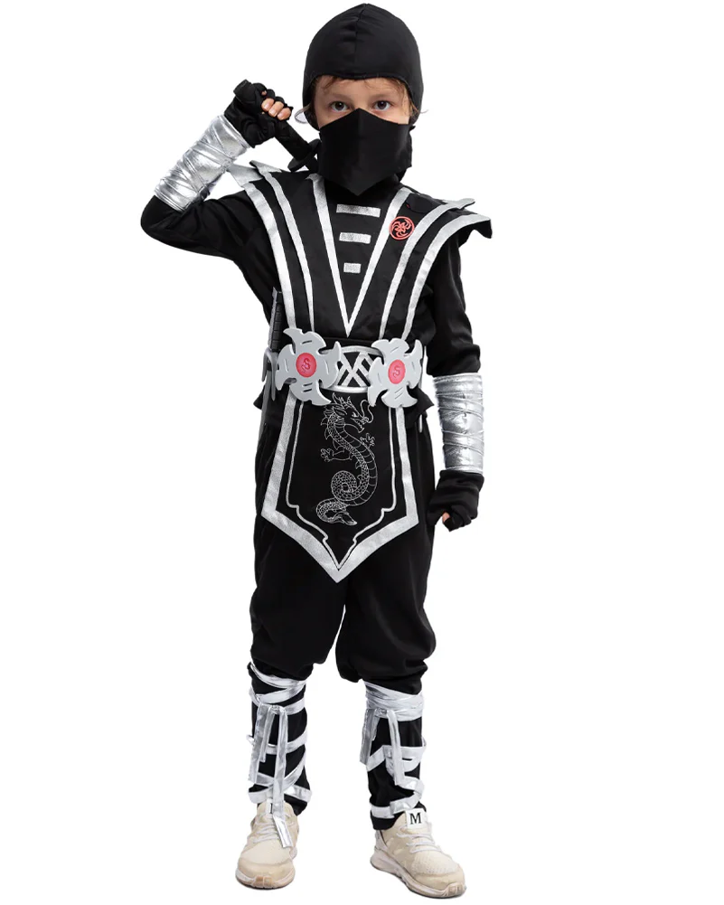Silver Ninja Complete Kids Costume - Image 3