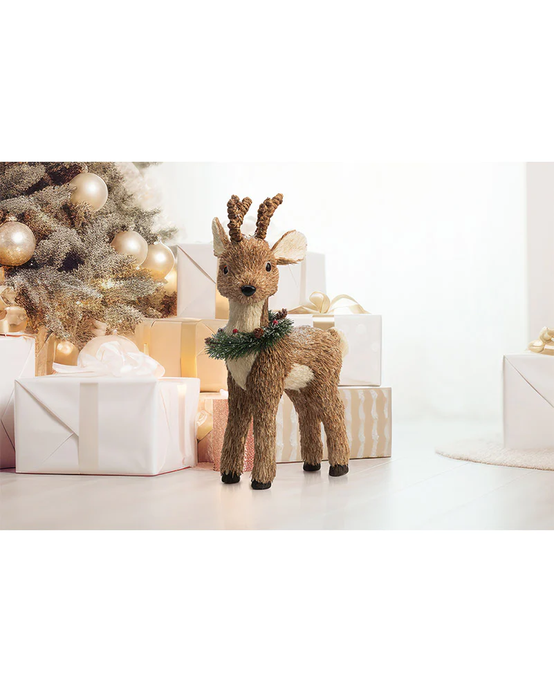 Sisal Snowy Reindeer with Bendable Antlers Christmas Decoration 40cm - Image 2