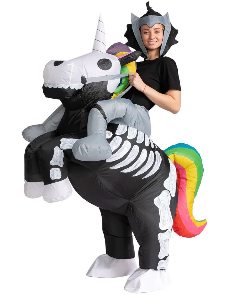 Skeleton Unicorn Ride On Inflatable Adults Costume - Image 4