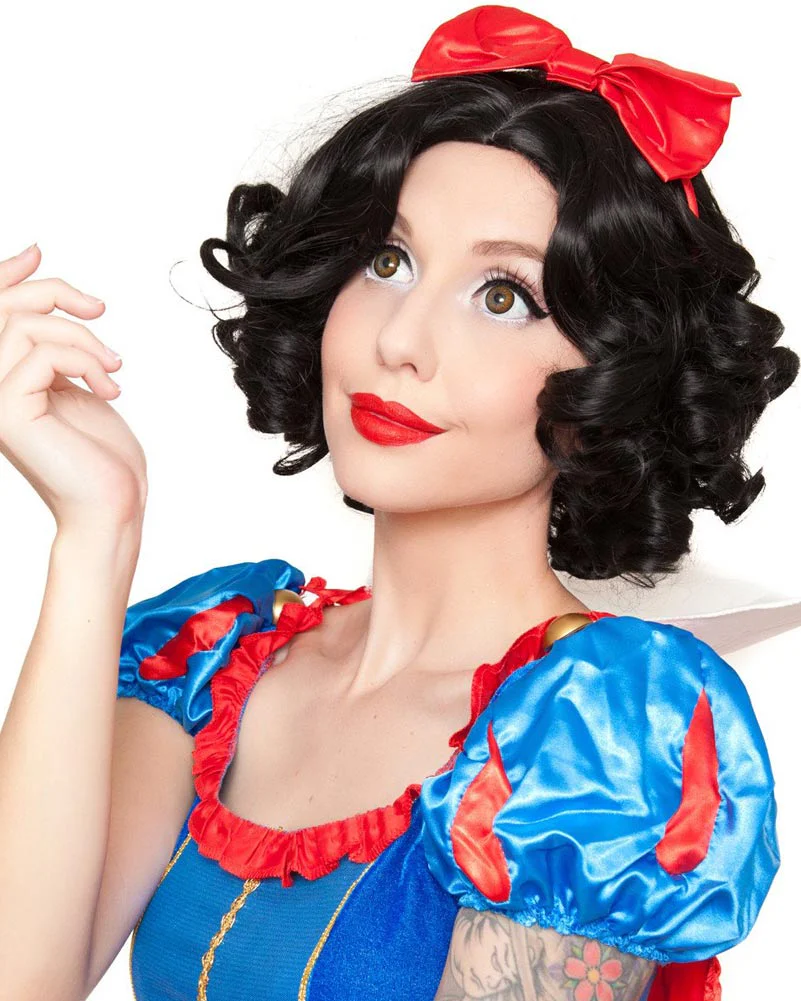 Snow Girl Premium Short Curly Black Wig - Image 2