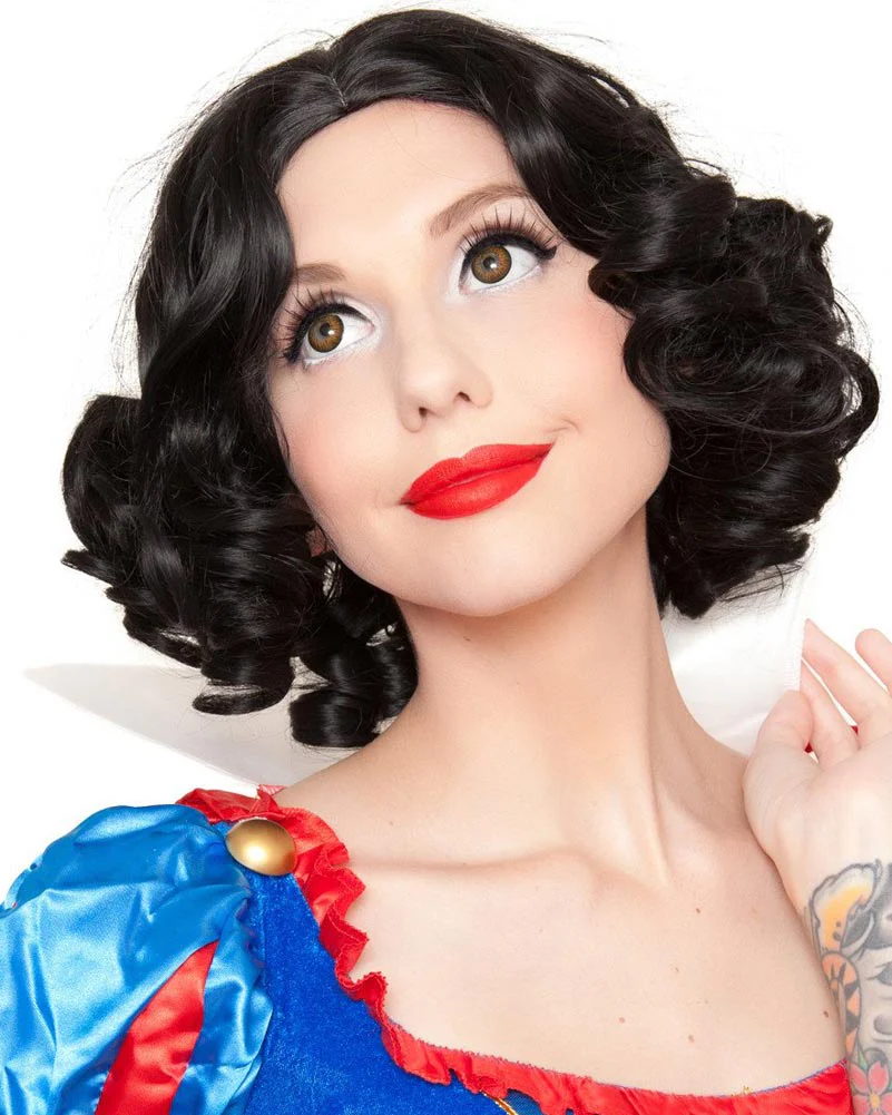 Snow Girl Premium Short Curly Black Wig - Image 4