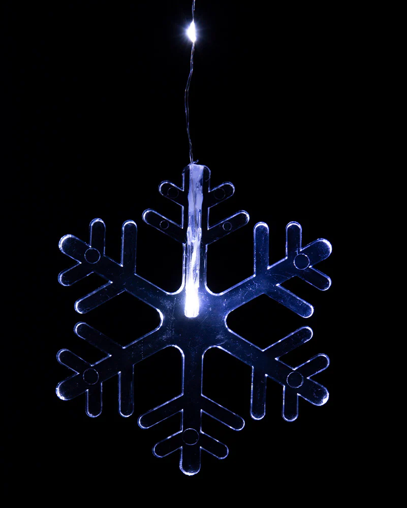 Snowflake Curtain White Christmas LED Pin Lights - Image 4