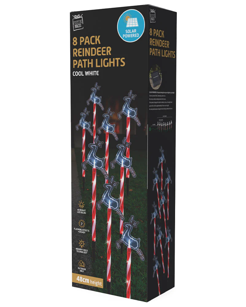 Solar Christmas LED Candy Reindeer Path Lights 48cm Pack of 8 - Image 5