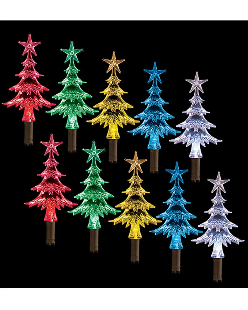 Solar Mini Tree Multi-Coloured Path Christmas Lights 24cm Pack of 10 - Image 2
