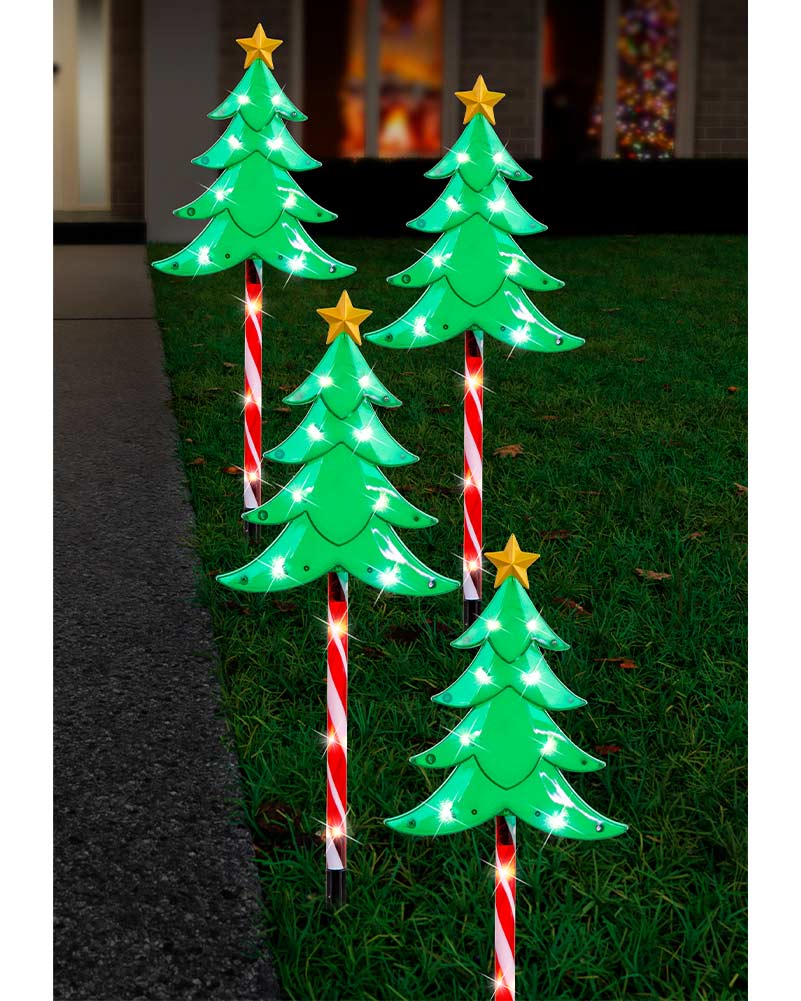 Solar Tree Candy Pole Stake Christmas Lights 4 Piece - Image 3