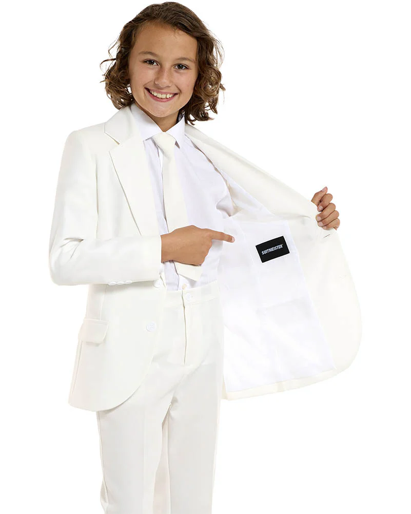 Solid White Kids Suitmeister - Image 3