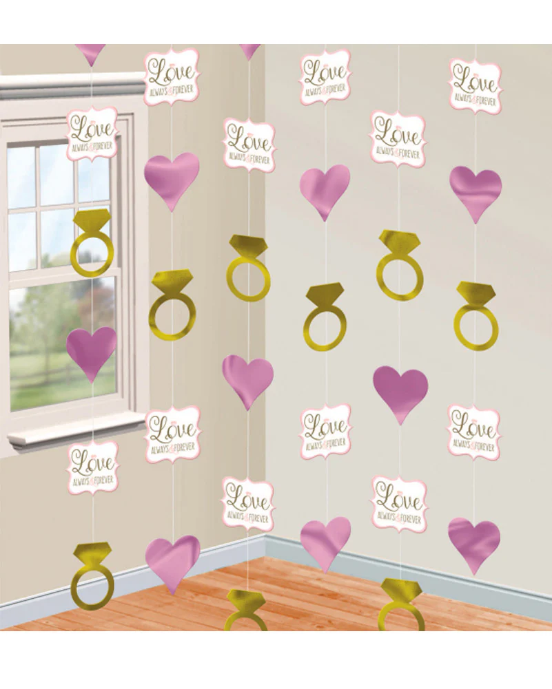 Sparkling Bridal Paper and Foil String Decoration pack of 6