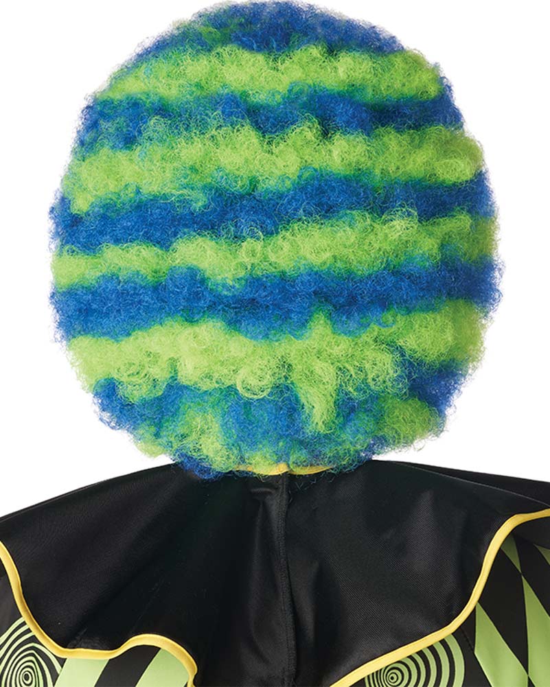 Spiral Clown Blue and Green Afro Wig - Image 2