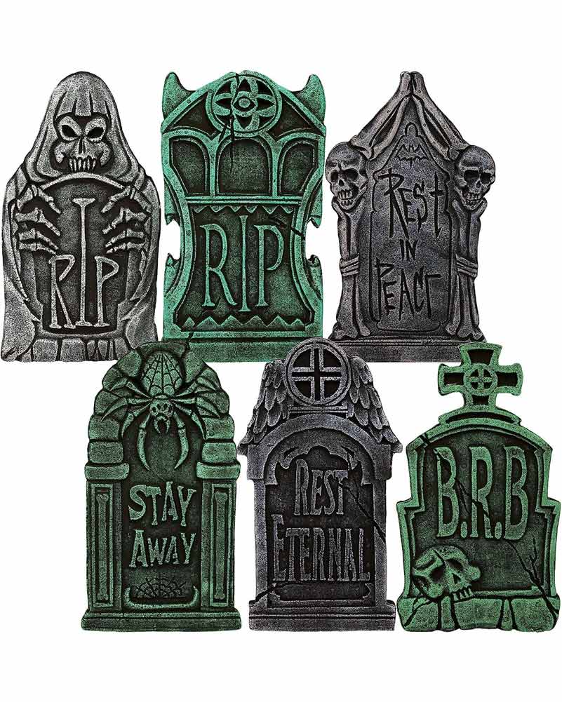 Spooky Graveyard Foam Tombstones Pack of 6