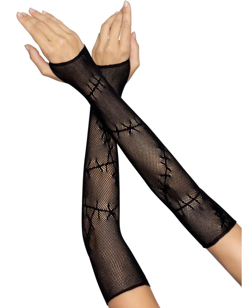 Stitched Up Fishnet Gloves - Image 2