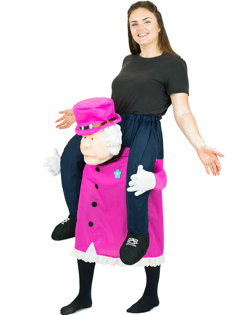 Queen Elizabeth Stuffed Piggyback Adult Costume - Image 2