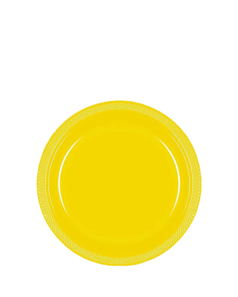 Sunshine Yellow 18cm Plastic Plates Pack of 20