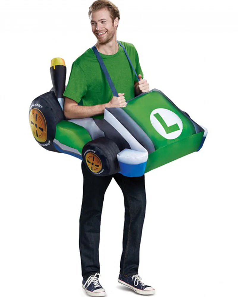 Super Mario Brothers Luigi Kart Inflatable Adult Costume - Image 2