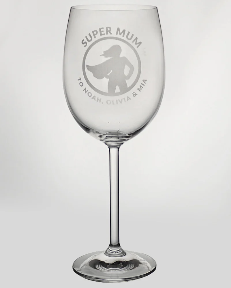 Super Mum Engraved 360ml Wine Glass