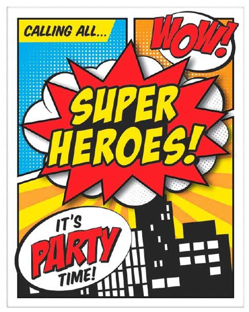 Superhero Large Invitations Pack of 8 - Image 2