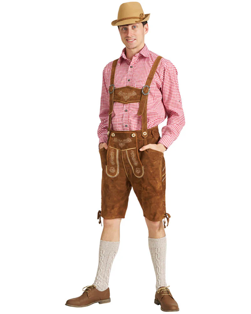 Sven Authentic Oktoberfest Leather Lederhosen Mens Costume - Image 5
