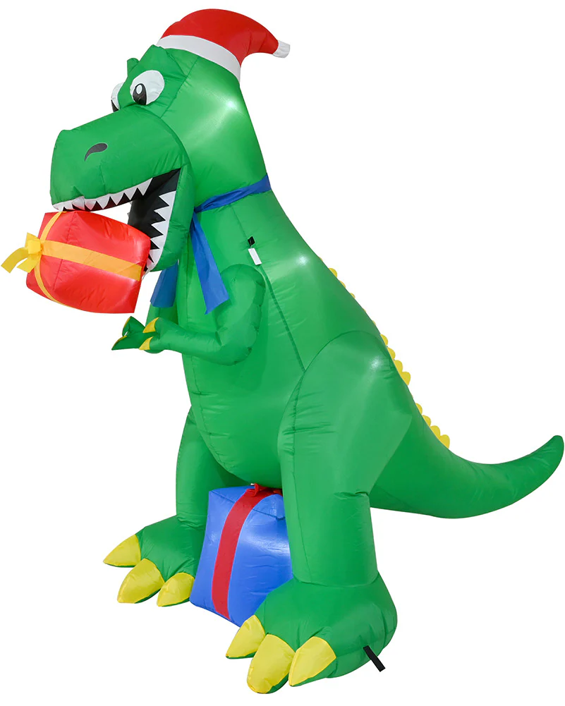 T Rex with Presents Christmas Lawn Inflatable 1.8m