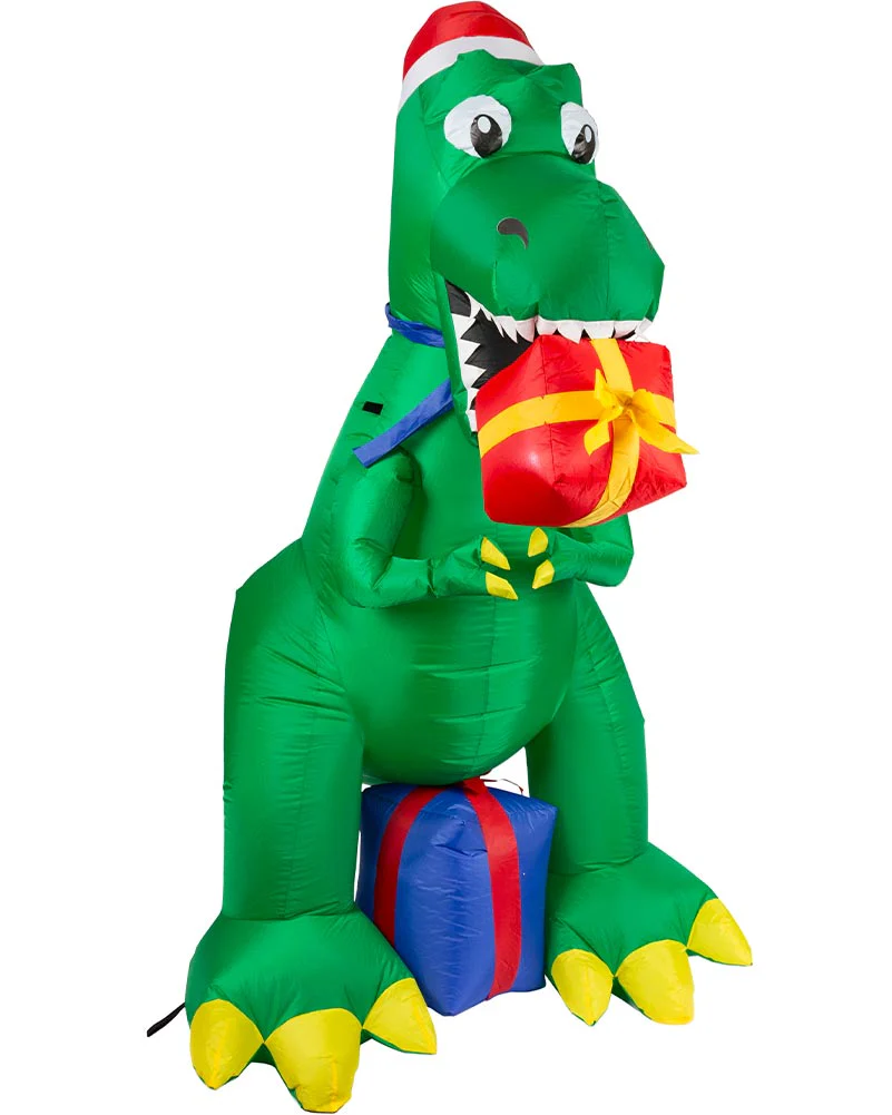 T Rex with Presents Christmas Lawn Inflatable 1.8m - Image 2