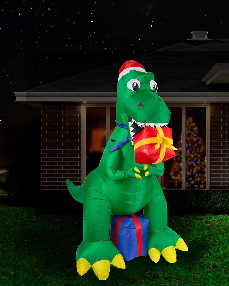 T Rex with Presents Christmas Lawn Inflatable 1.8m - Image 3