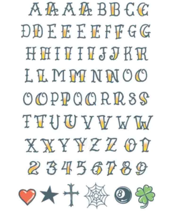 Temporary Tattoos  Alphabet Knuckle