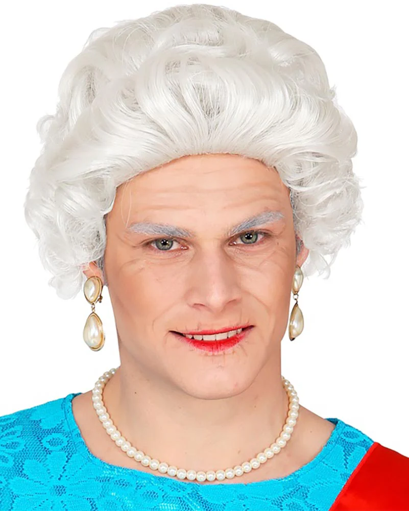 The Queen White Curly Wig - Image 2