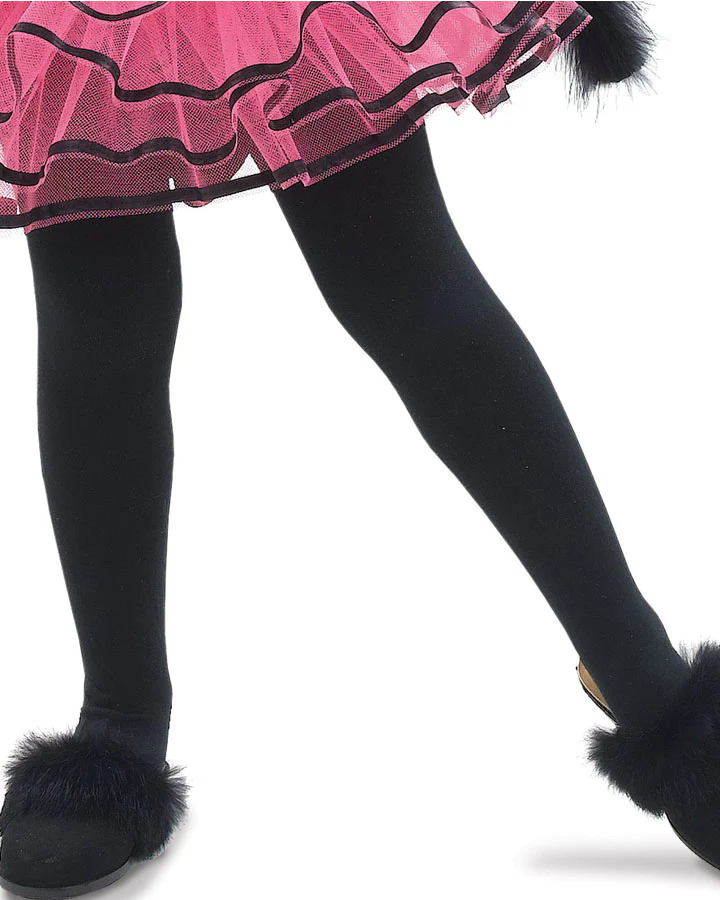 Thick Black Opaque Girls Tights - Image 2