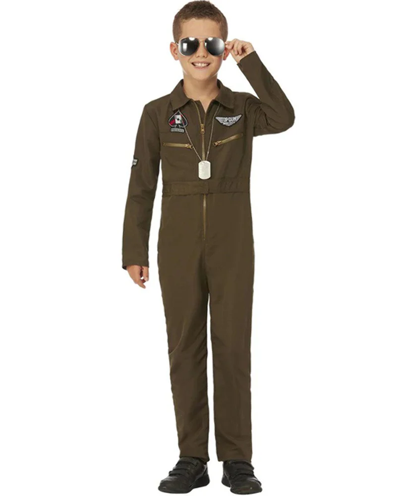Top Gun Maverick Green Aviator Kids Costume - Image 2