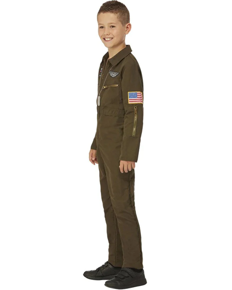 Top Gun Maverick Green Aviator Kids Costume - Image 3