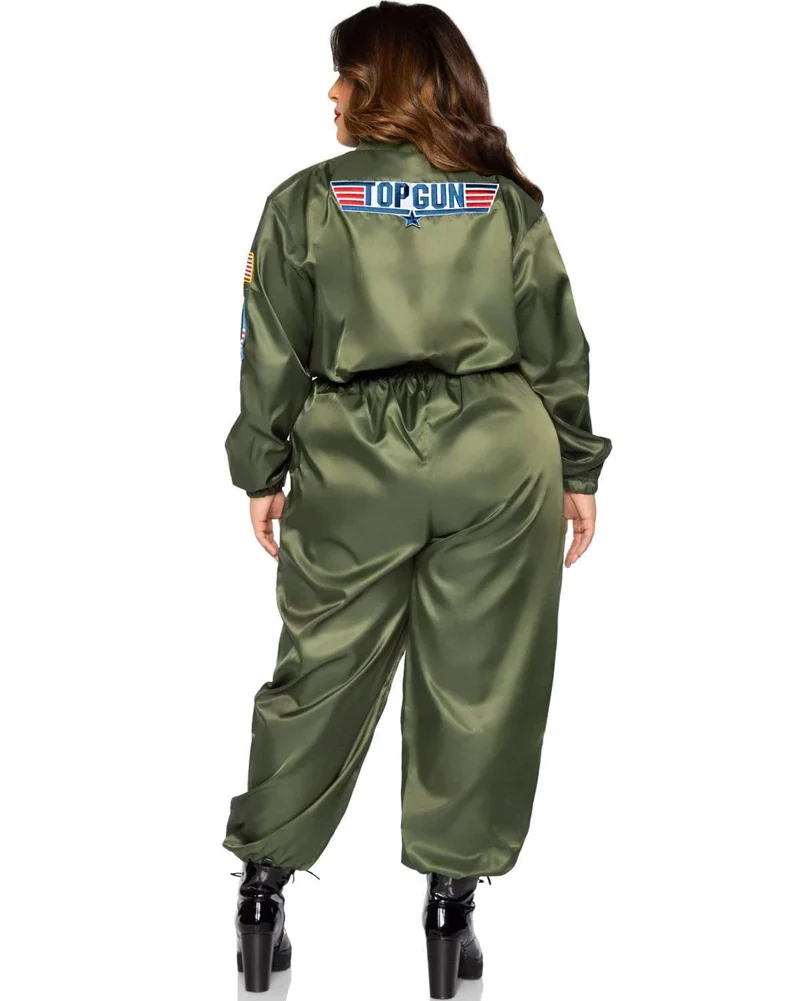Top Gun Parachute Flight Suit Womens Plus Size Costume - Image 2