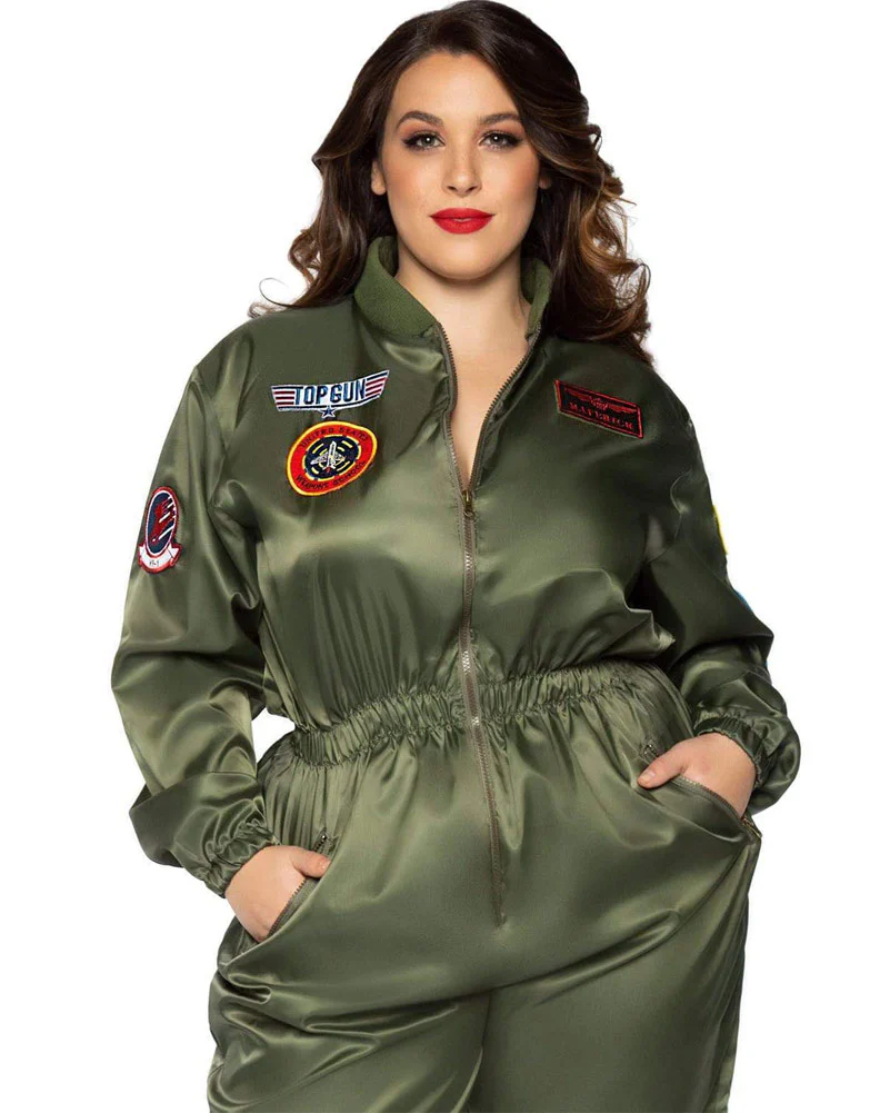 Top Gun Parachute Flight Suit Womens Plus Size Costume - Image 3