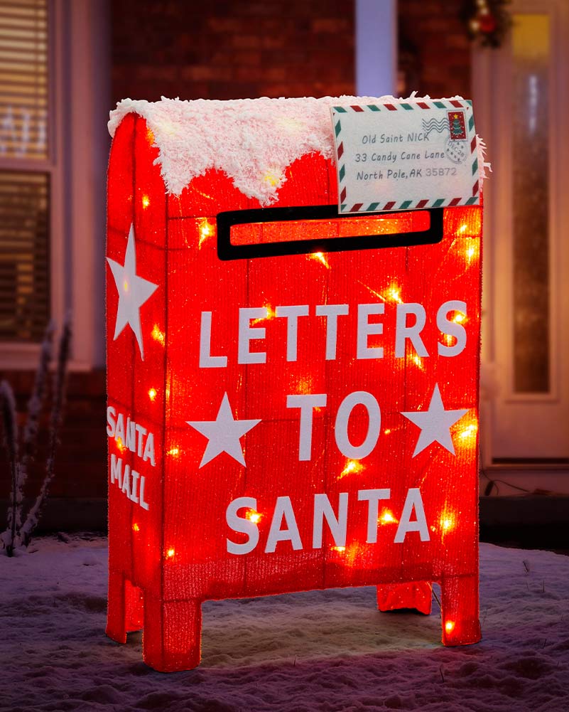 Twinkle Mesh Christmas LED Santa With Snow Letter Box - Image 2