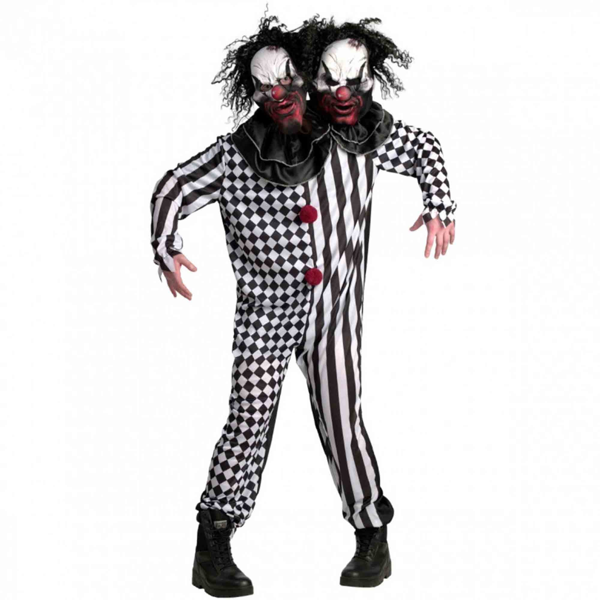 Two Headed Clown Adult Costume Standard Size
