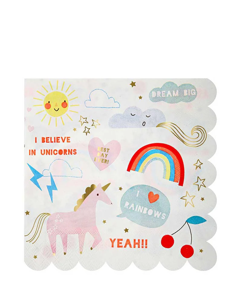 Unicorn Lunch Napkins Pack of 16 - Image 2